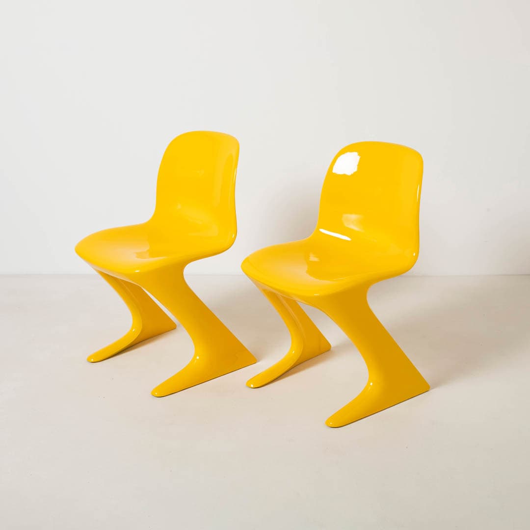 Set of four Z-STUHL chairs, yellow plastic, by E. Moeckl, Germany, 1970s. - 353929