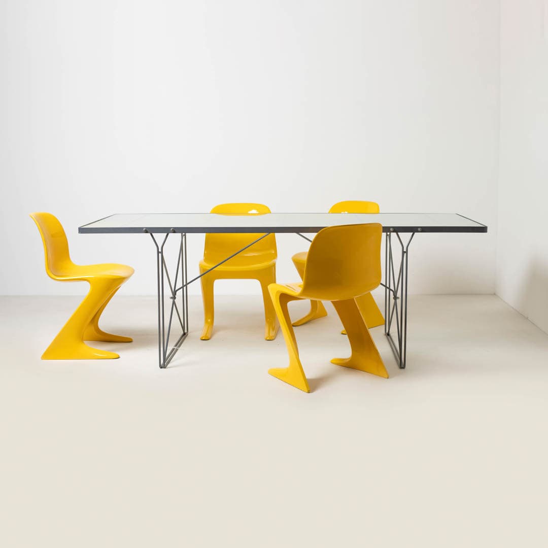 Set of four Z-STUHL chairs, yellow plastic, by E. Moeckl, Germany, 1970s. - 353925