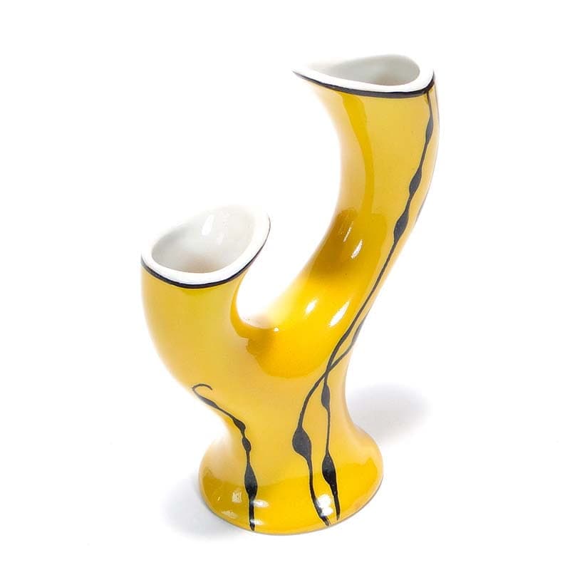 Wazon Pień, żółty czarny, porcelit, proj. D. Duszniak, Ćmielów, Polska, lata 60. - 353957
