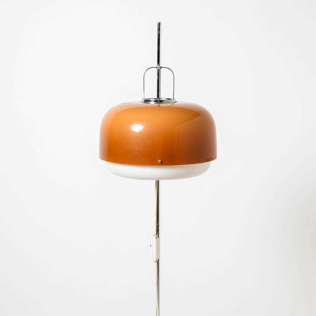 Floor lamp Medusa, Space Age, brown white plexiglass, chrome steel, by L. Massoni, Guzzini, Slovenia, 1970s. - 353984