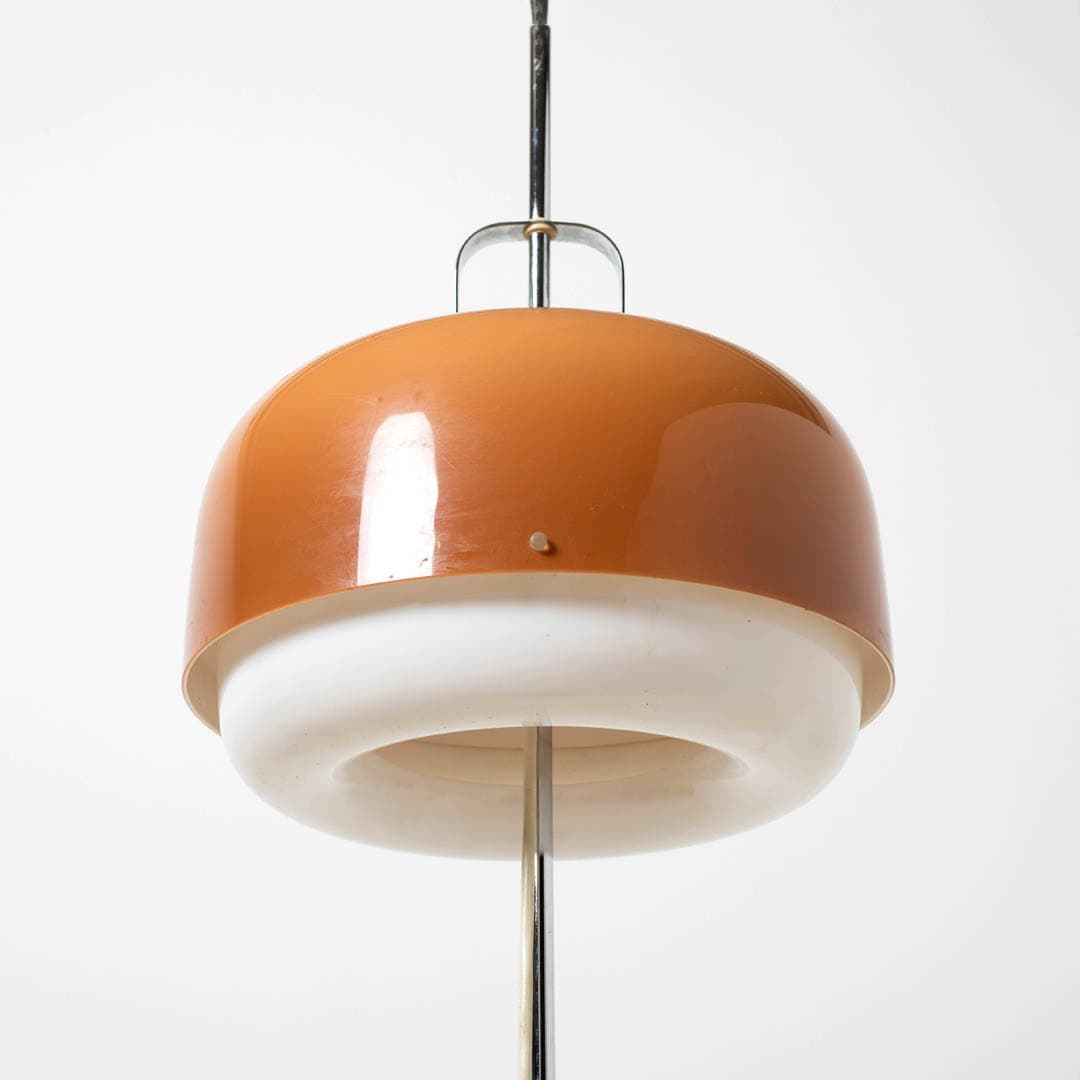 Floor lamp Medusa, Space Age, brown white plexiglass, chrome steel, by L. Massoni, Guzzini, Slovenia, 1970s. - 353987