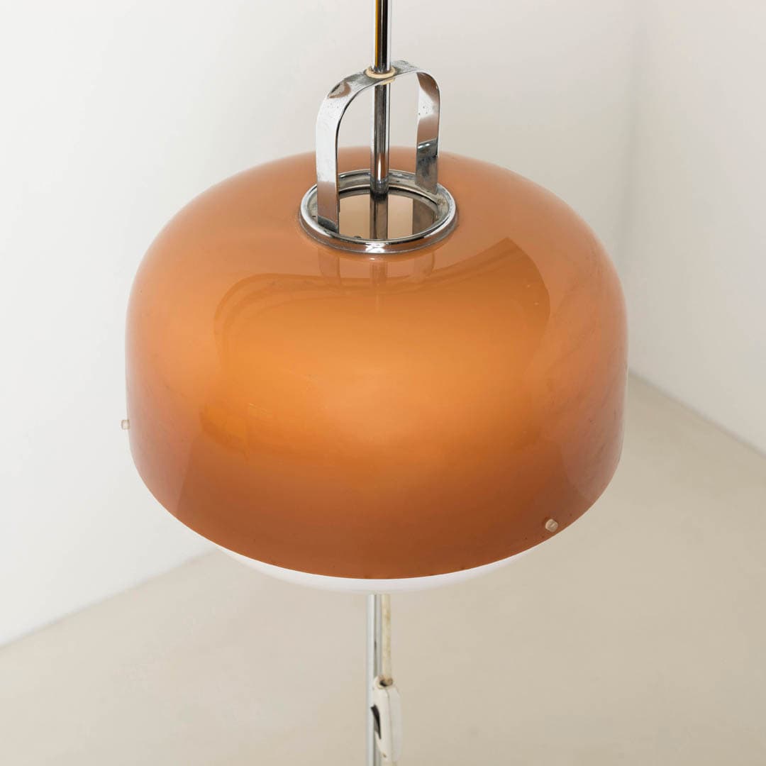 Floor lamp Medusa, Space Age, brown white plexiglass, chrome steel, by L. Massoni, Guzzini, Slovenia, 1970s. - 353986