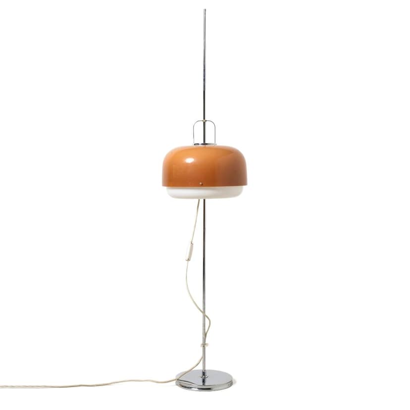 Floor lamp Medusa, Space Age, brown white plexiglass, chrome steel, by L. Massoni, Guzzini, Slovenia, 1970s.