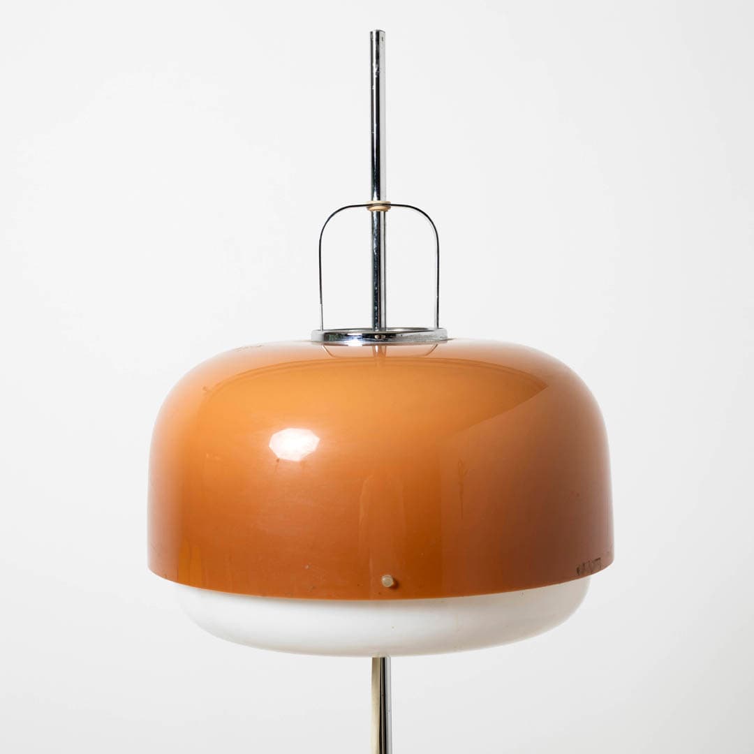 Floor lamp Medusa, Space Age, brown white plexiglass, chrome steel, by L. Massoni, Guzzini, Slovenia, 1970s. - 353985
