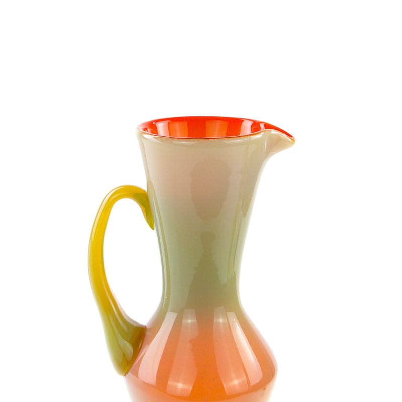 Pitcher Arbuz, soda-lime glass green red orange yellow, by S. Goudyna, Poland, 1970s. - 354072