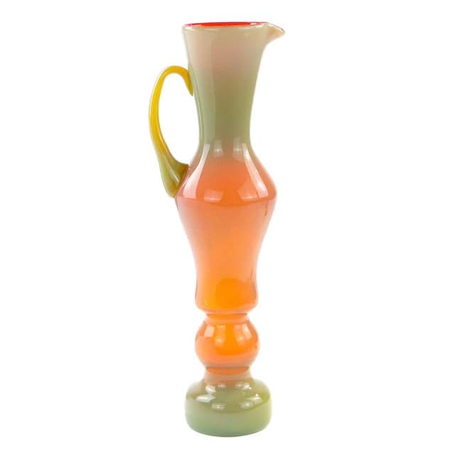 Pitcher Arbuz, soda-lime glass green red orange yellow, by S. Goudyna, Poland, 1970s. - DIMENSION