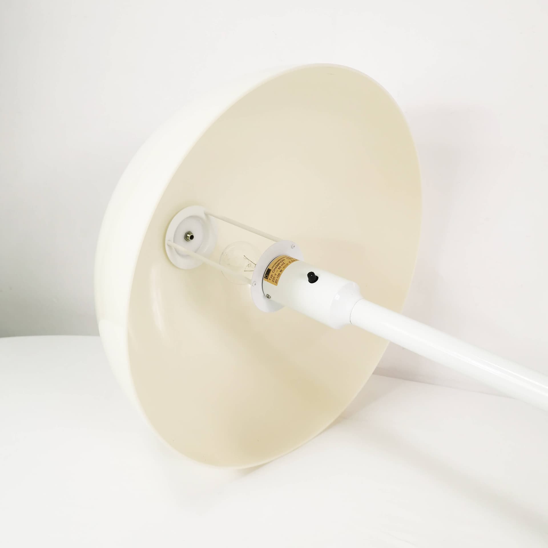 Floor lamp Space Age, white metal, white plastic, by K. Christensen, Denmark, 1970s. - 354249