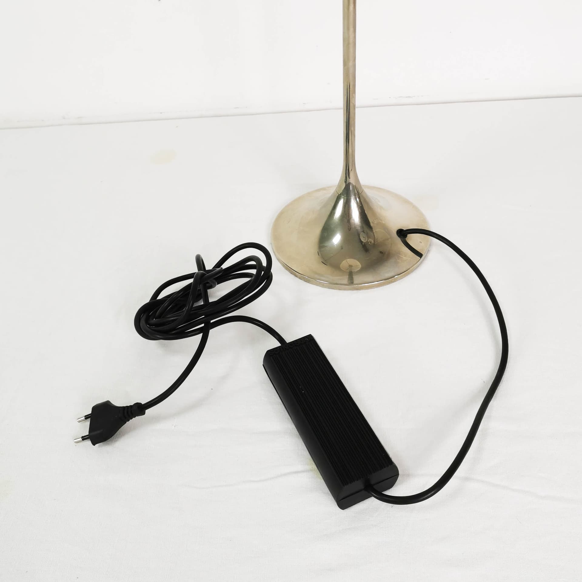 Table-floor lamp, silver, chromed brass white, by F. Schulz, Germany, 1990s. - 354280