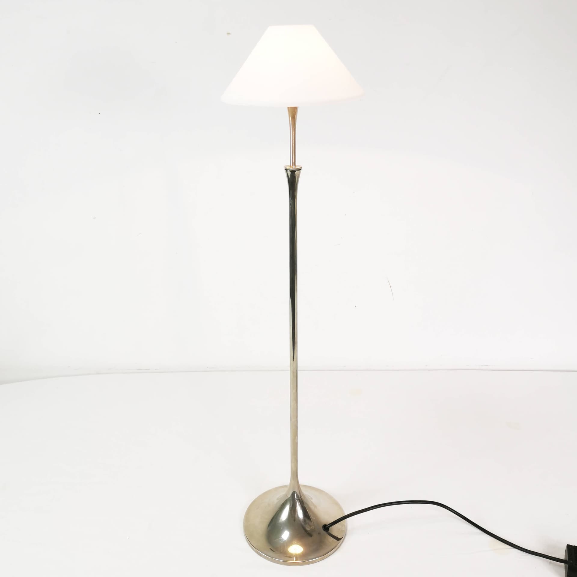 Table-floor lamp, silver, chromed brass white, by F. Schulz, Germany, 1990s. - 354276
