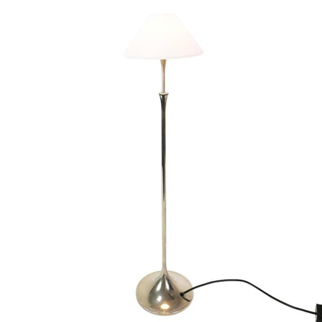 Table-floor lamp, silver, chromed brass white, by F. Schulz, Germany, 1990s. - DIMENSION