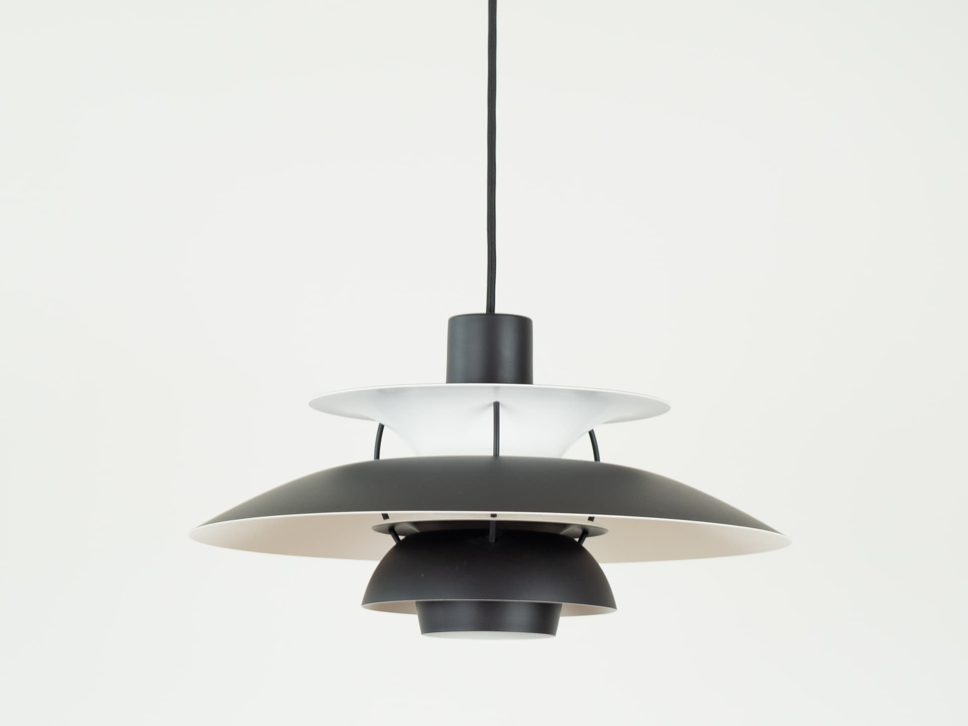 Pendant lamp PH 5, blue aluminum, by P. Henningsen, Louis Poulsen, Denmark, 1980s. - 354322