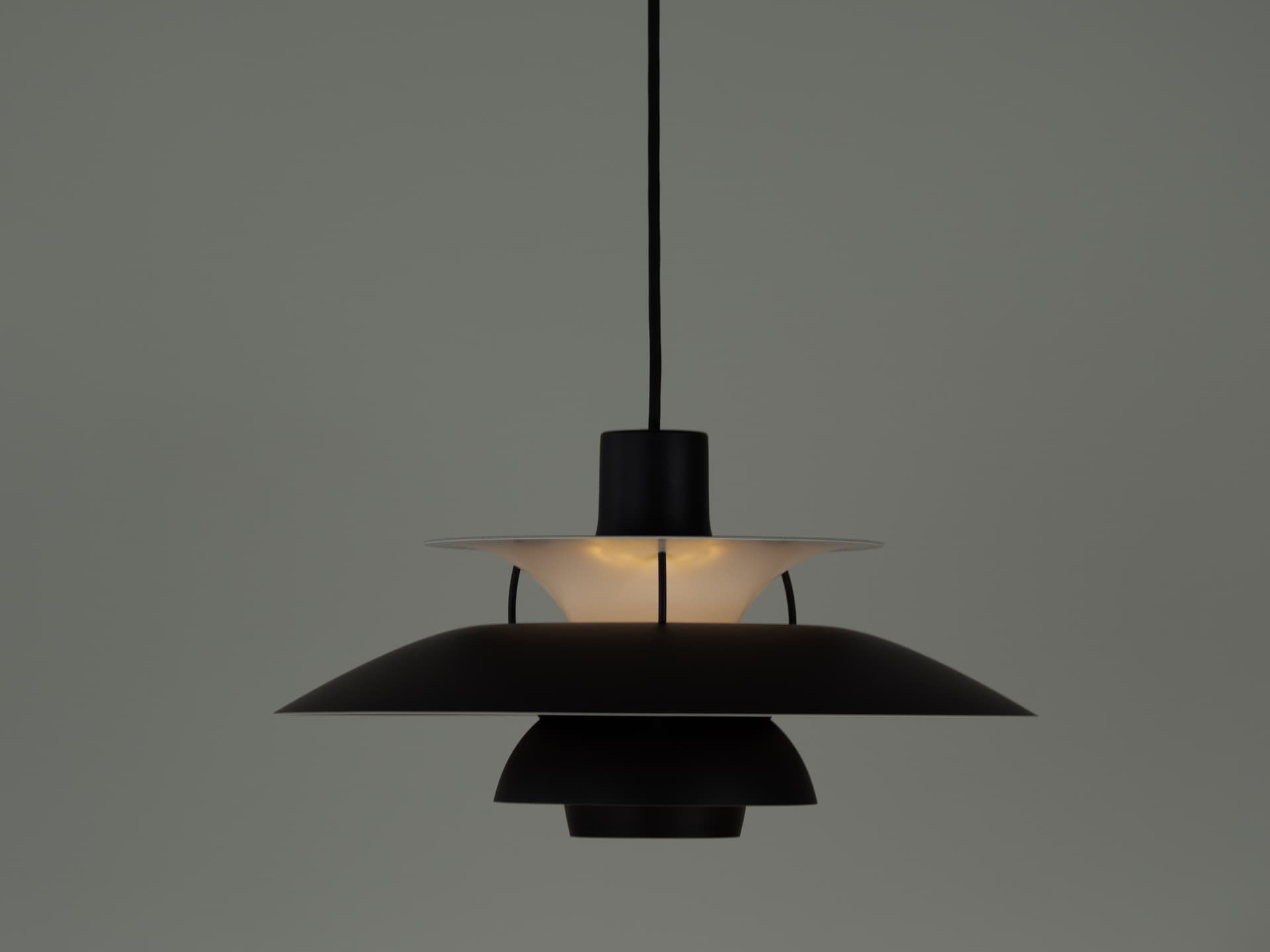 Pendant lamp PH 5, blue aluminum, by P. Henningsen, Louis Poulsen, Denmark, 1980s. - 354320