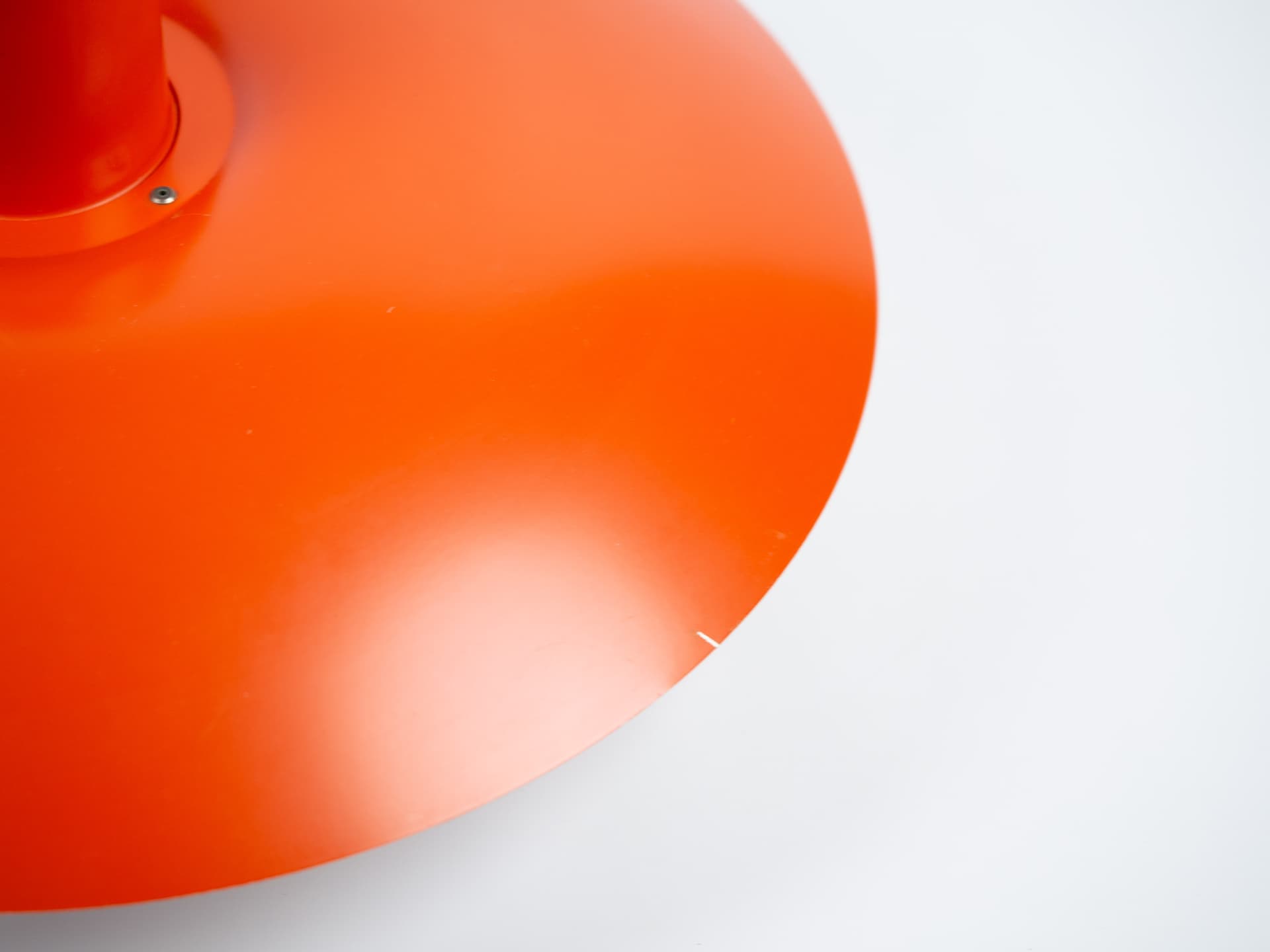 Pendant lamp PH 4/3, red orange, aluminum, by P. Henningsen, Louis Poulsen, Denmark, 1970s. - 354400
