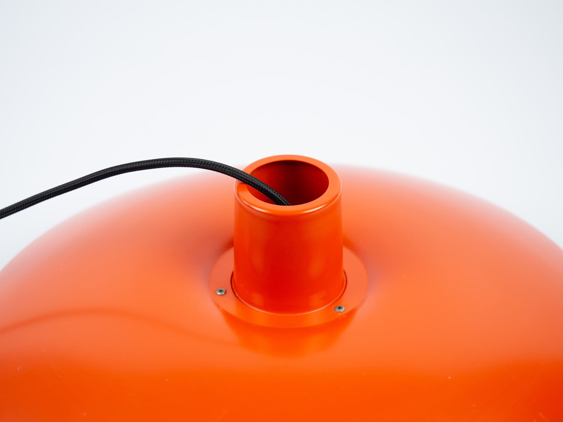 Pendant lamp PH 4/3, red orange, aluminum, by P. Henningsen, Louis Poulsen, Denmark, 1970s. - 354399