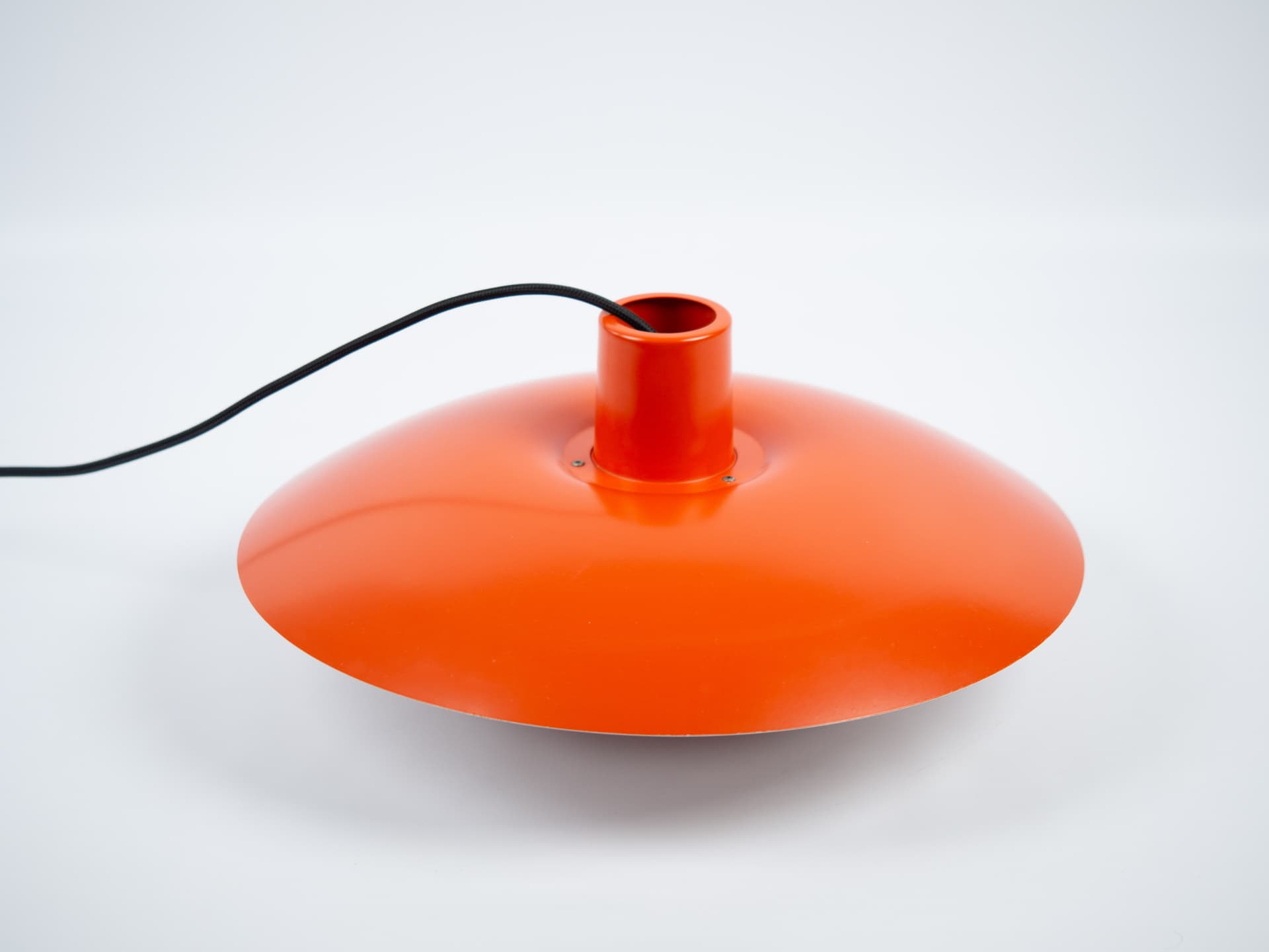 Pendant lamp PH 4/3, red orange, aluminum, by P. Henningsen, Louis Poulsen, Denmark, 1970s. - 354398