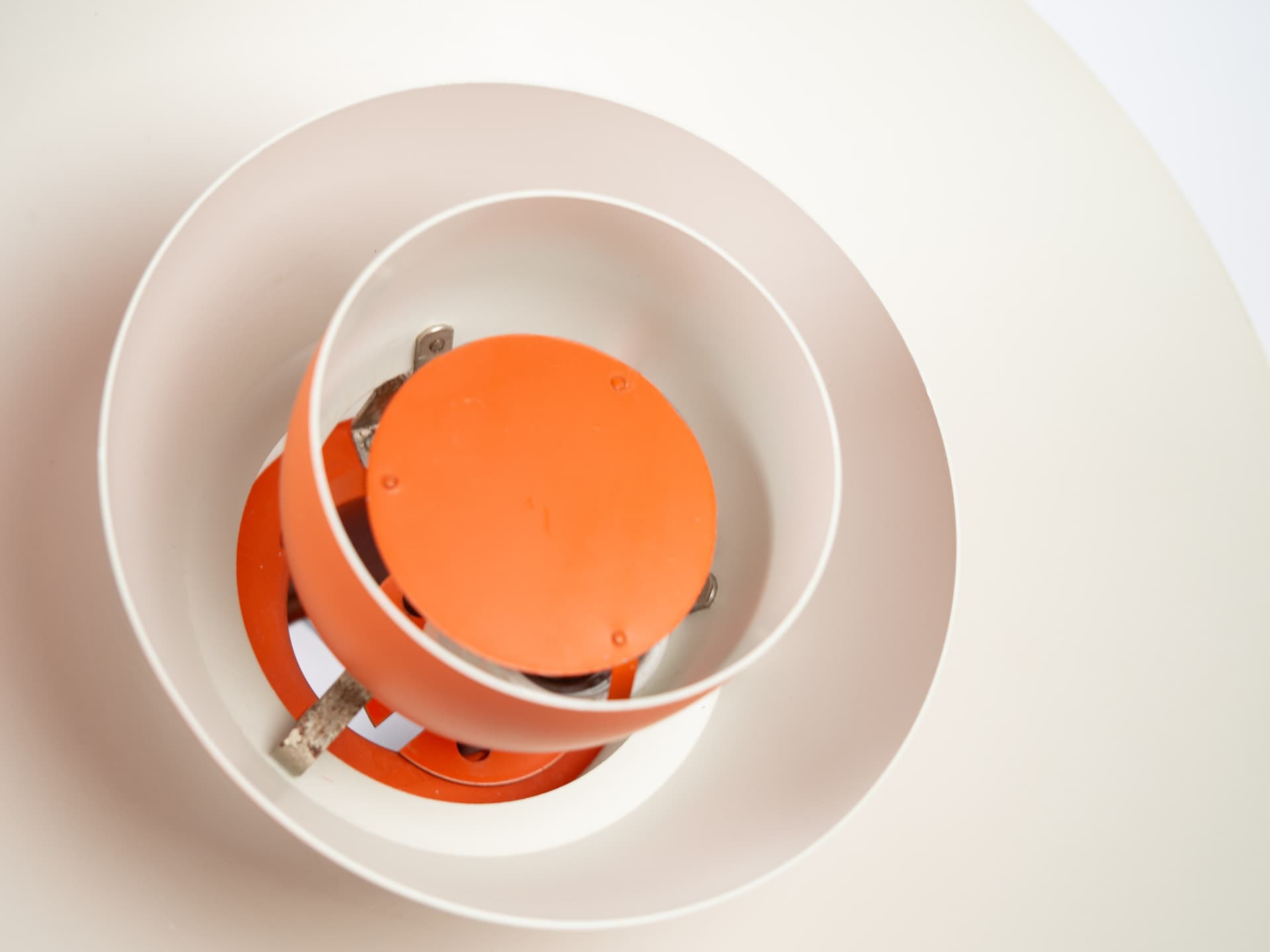 Pendant Lamp PH 4/3, red orange, aluminum, by P. Henningsen, Louis Poulsen, Denmark, 1970s. - 354428