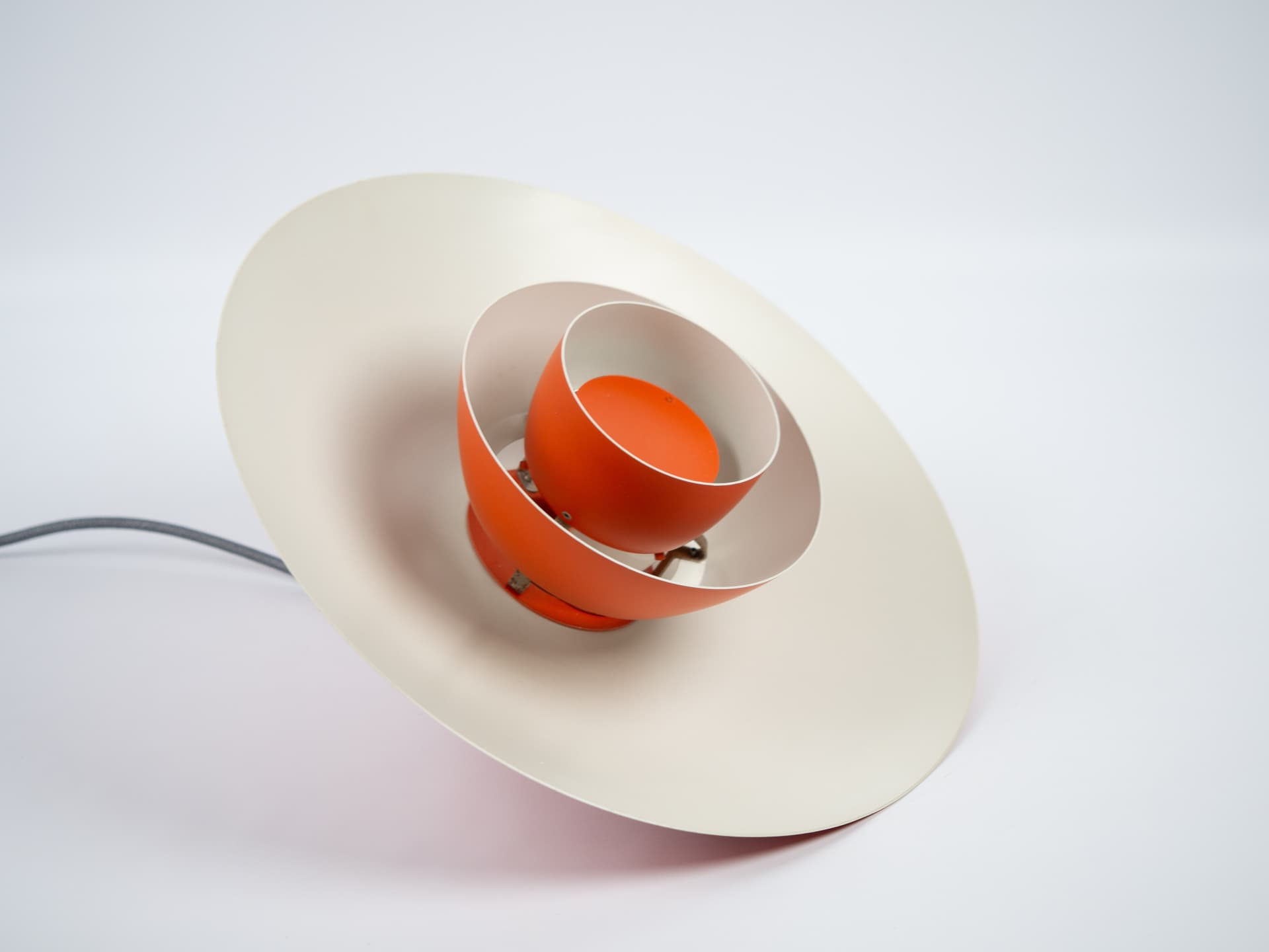 Pendant Lamp PH 4/3, red orange, aluminum, by P. Henningsen, Louis Poulsen, Denmark, 1970s. - 354426