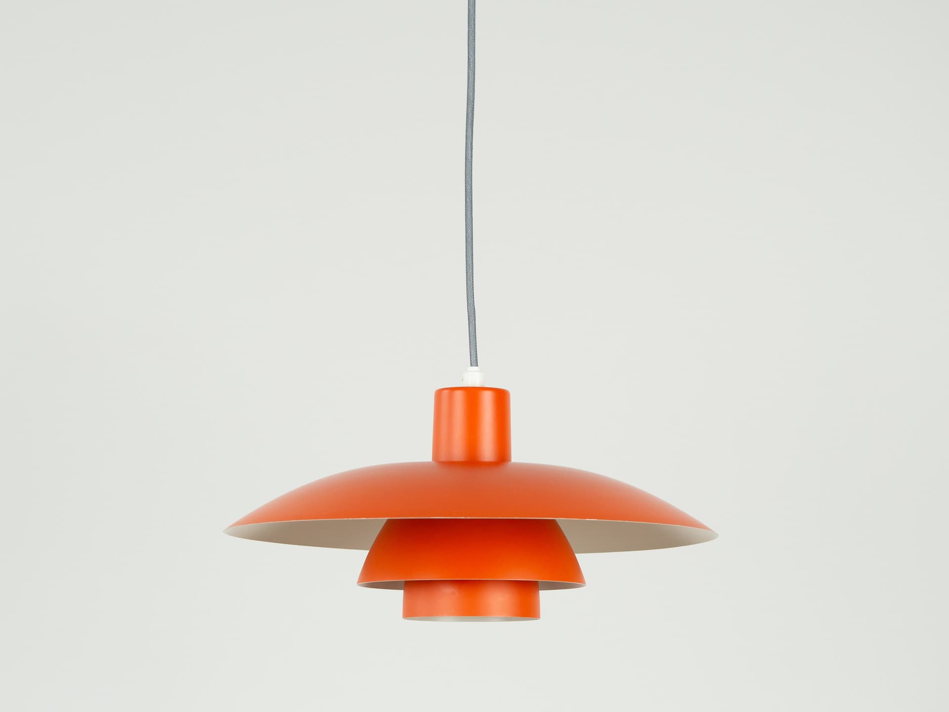 Pendant Lamp PH 4/3, red orange, aluminum, by P. Henningsen, Louis Poulsen, Denmark, 1970s. - 354421