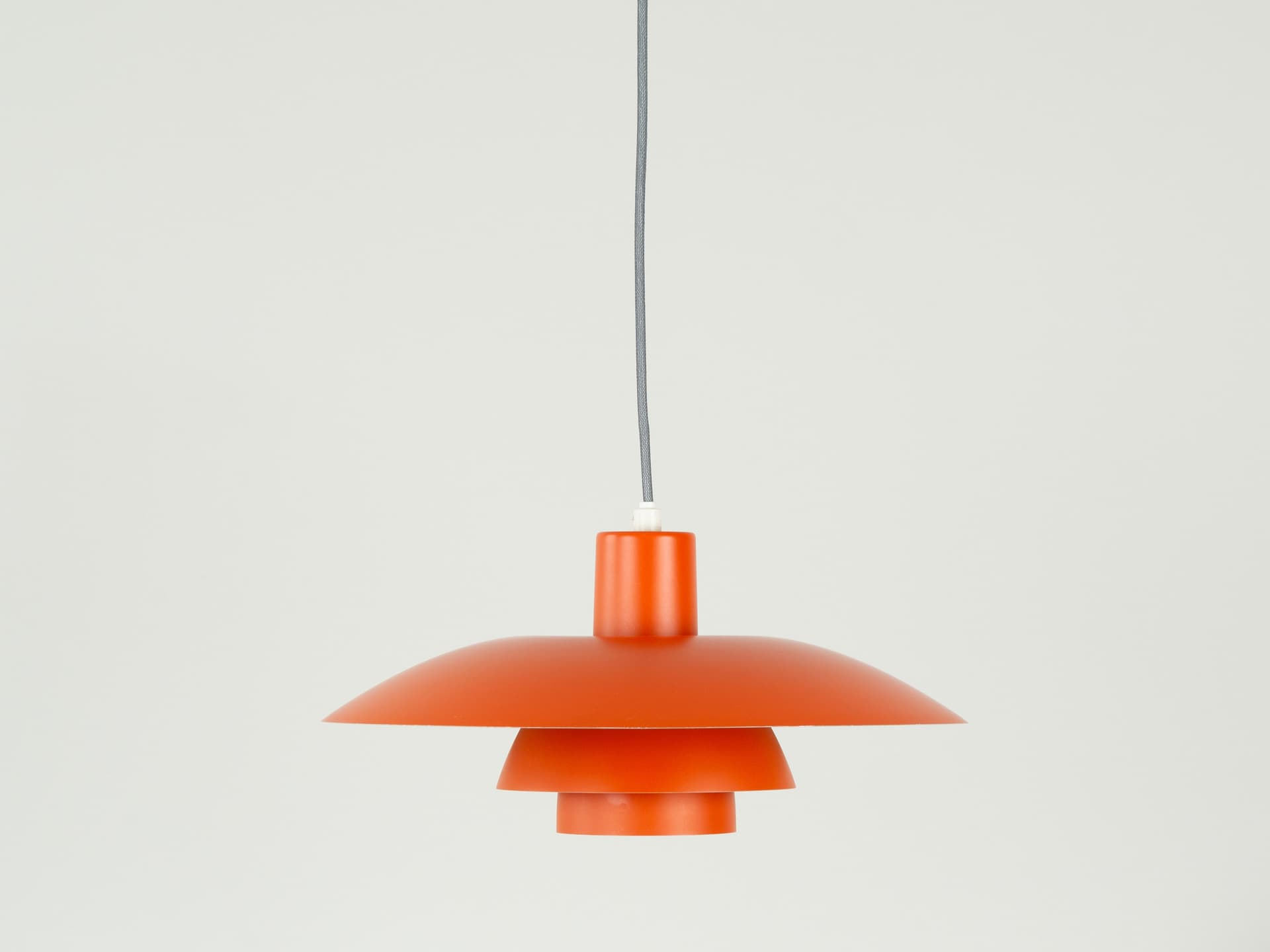 Pendant Lamp PH 4/3, red orange, aluminum, by P. Henningsen, Louis Poulsen, Denmark, 1970s. - 354418