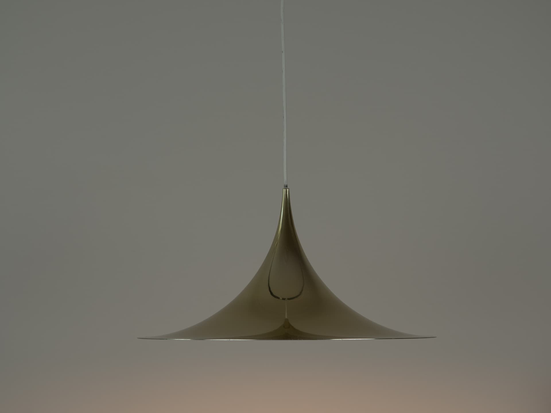 Pendant lamp Semi, gold aluminum, by C. Bonderup, T. Thorup, Fog & Mørup, Denmark, 1960s. - 354444