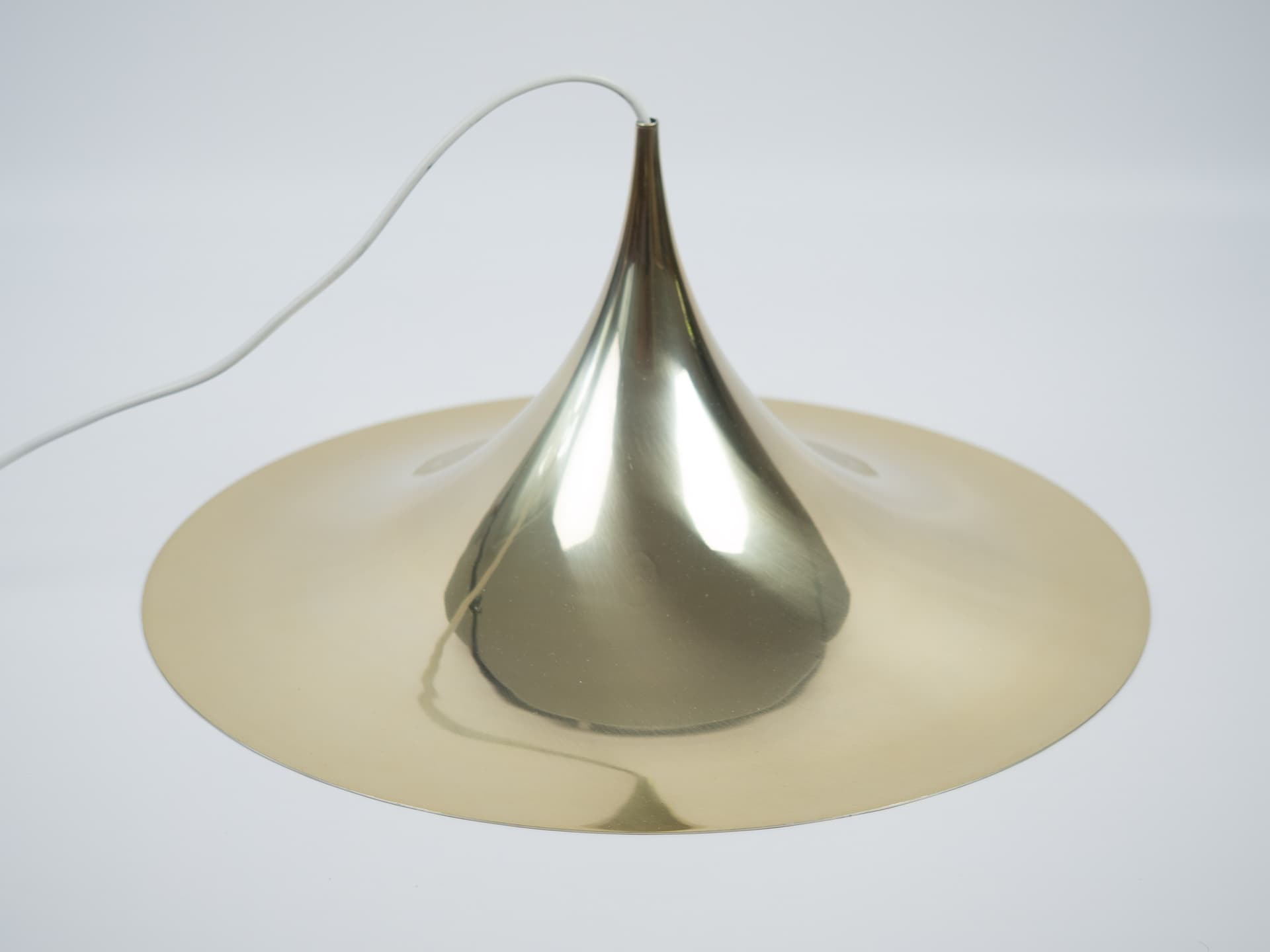Pendant lamp Semi, gold aluminum, by C. Bonderup, T. Thorup, Fog & Mørup, Denmark, 1960s. - 354447