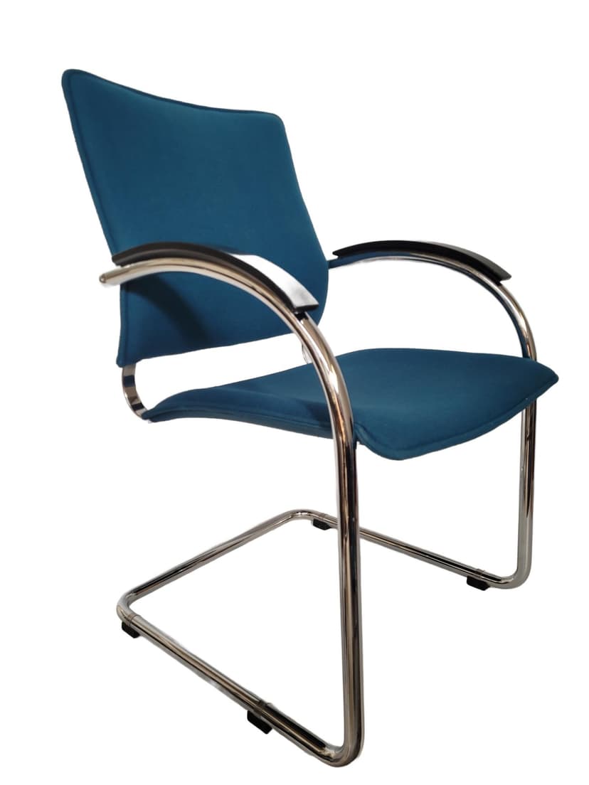 Krzesło Bauhaus, niebieski, chrom, drewno, Thonet, lata 70.