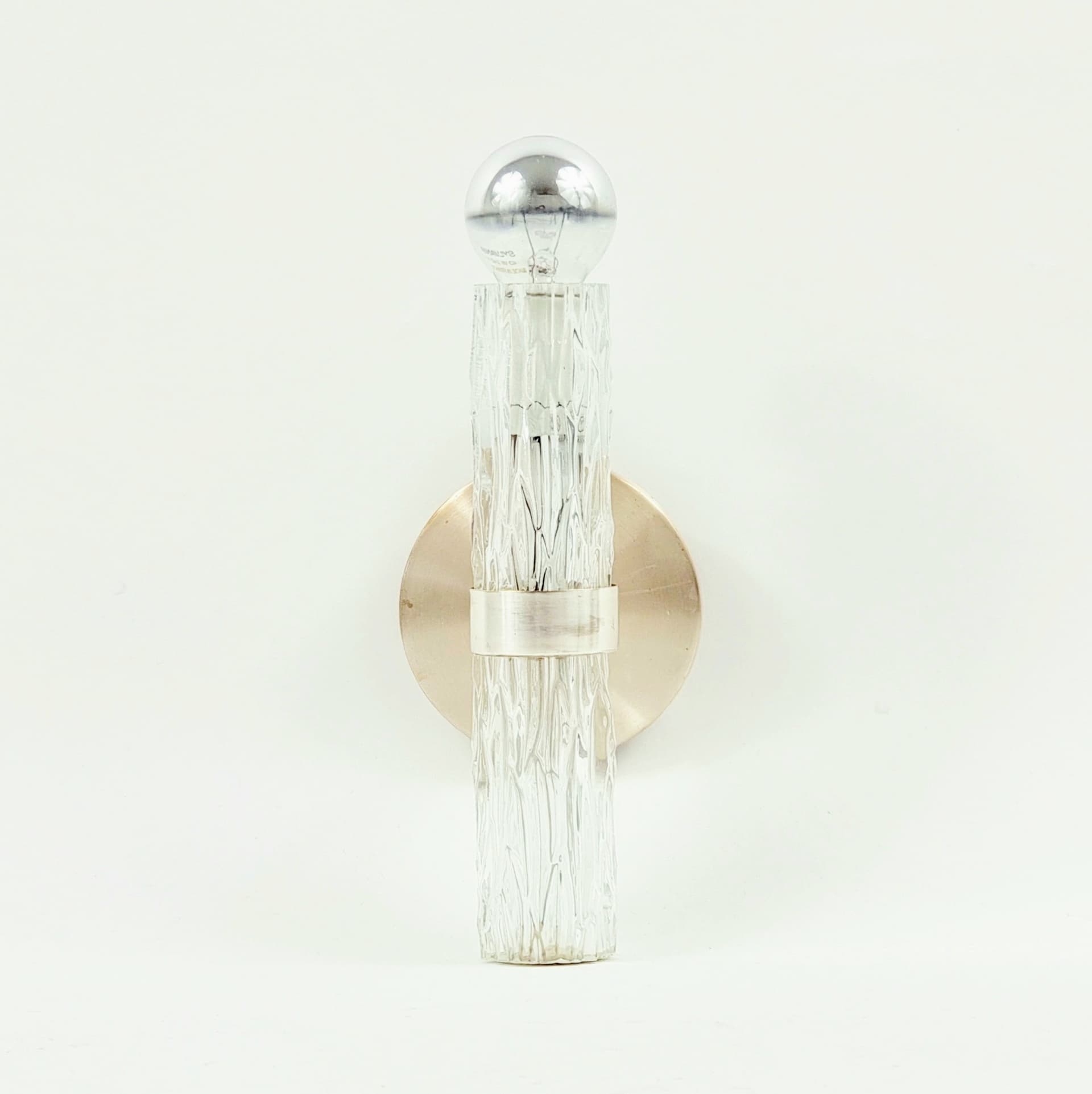 Para kinkietów Ice Glass, szkło transparentne, Kaiser Leuchten, Niemcy, lata 70. - 354599