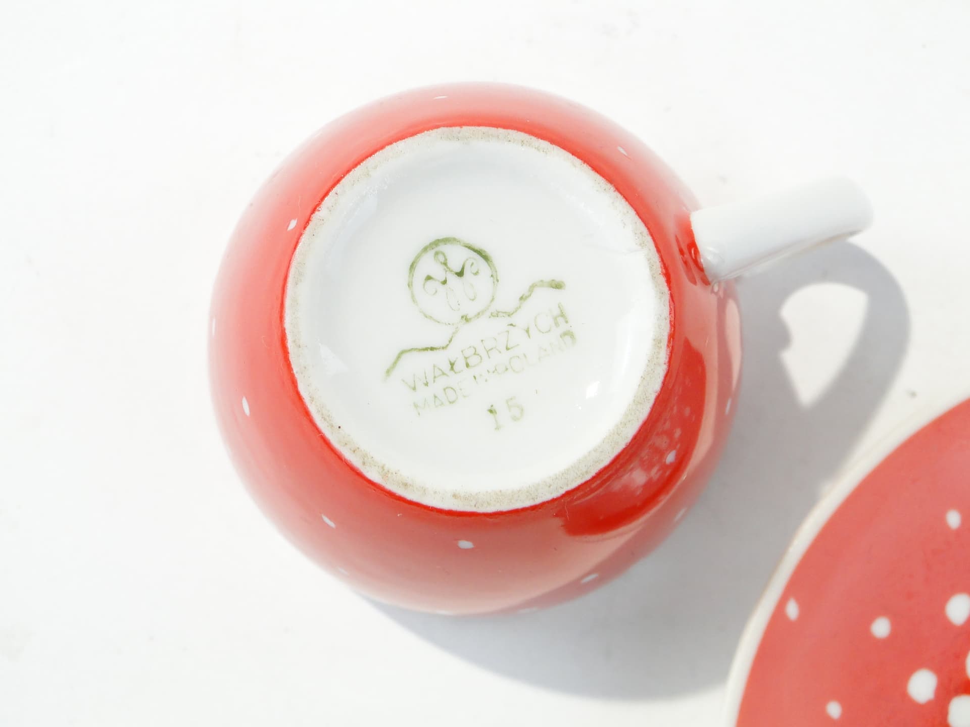 Cup Muchomorek, Tom, white red porcelain, by J. Steckiewicz, Zakłady Porcelany Stołowej Wałbrzych, Poland, 1950s. - 354656