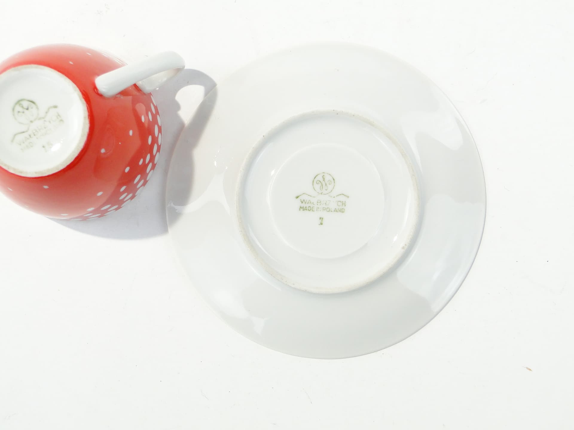 Cup Muchomorek, Tom, white red porcelain, by J. Steckiewicz, Zakłady Porcelany Stołowej Wałbrzych, Poland, 1950s. - 354648