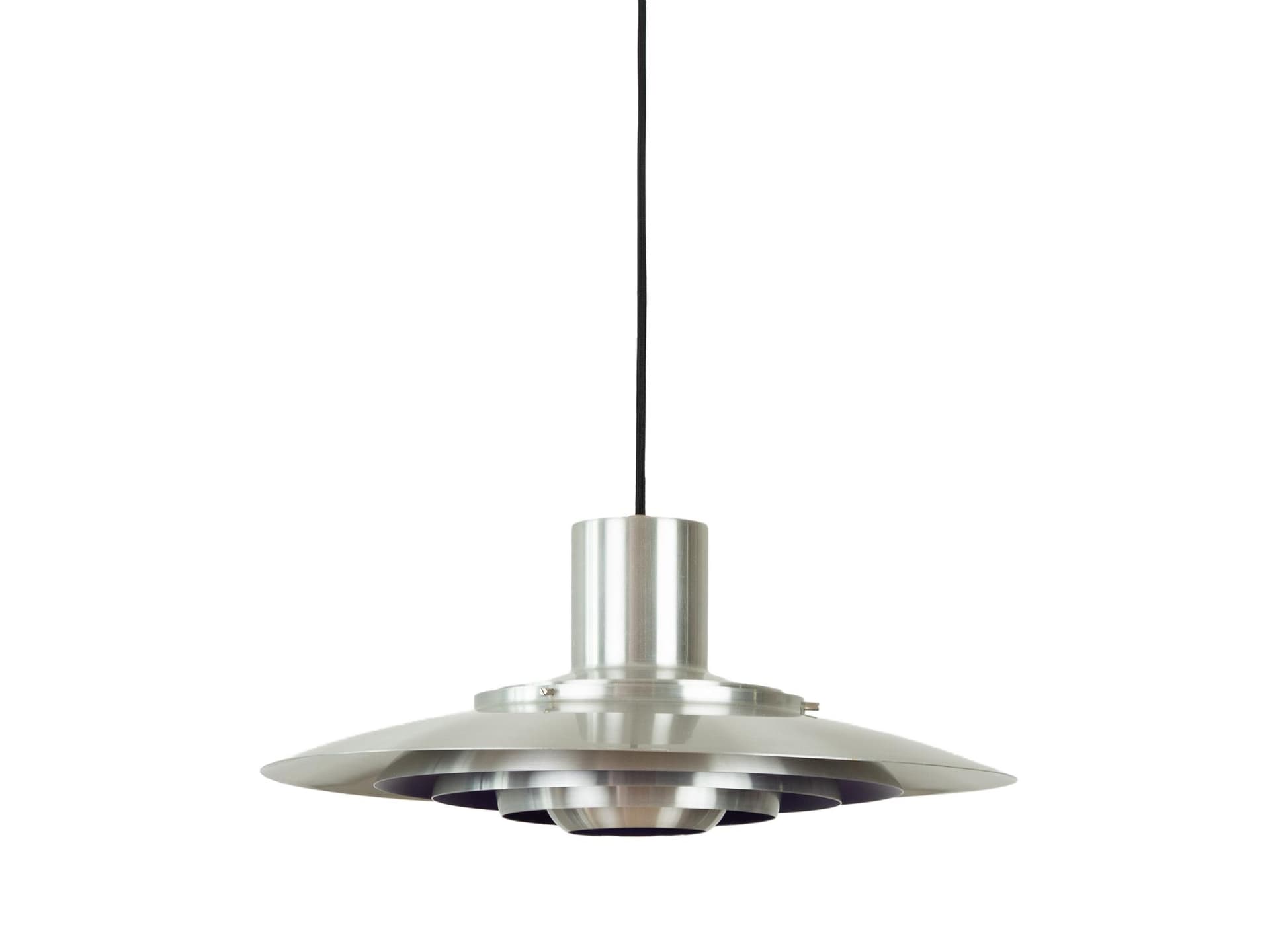 Lampa wisząca P376, aluminium srebrny, mosiądz złoty, proj. P. Fabricius, J. Kastholm, Nordisk Solar, Dania, lata 60.