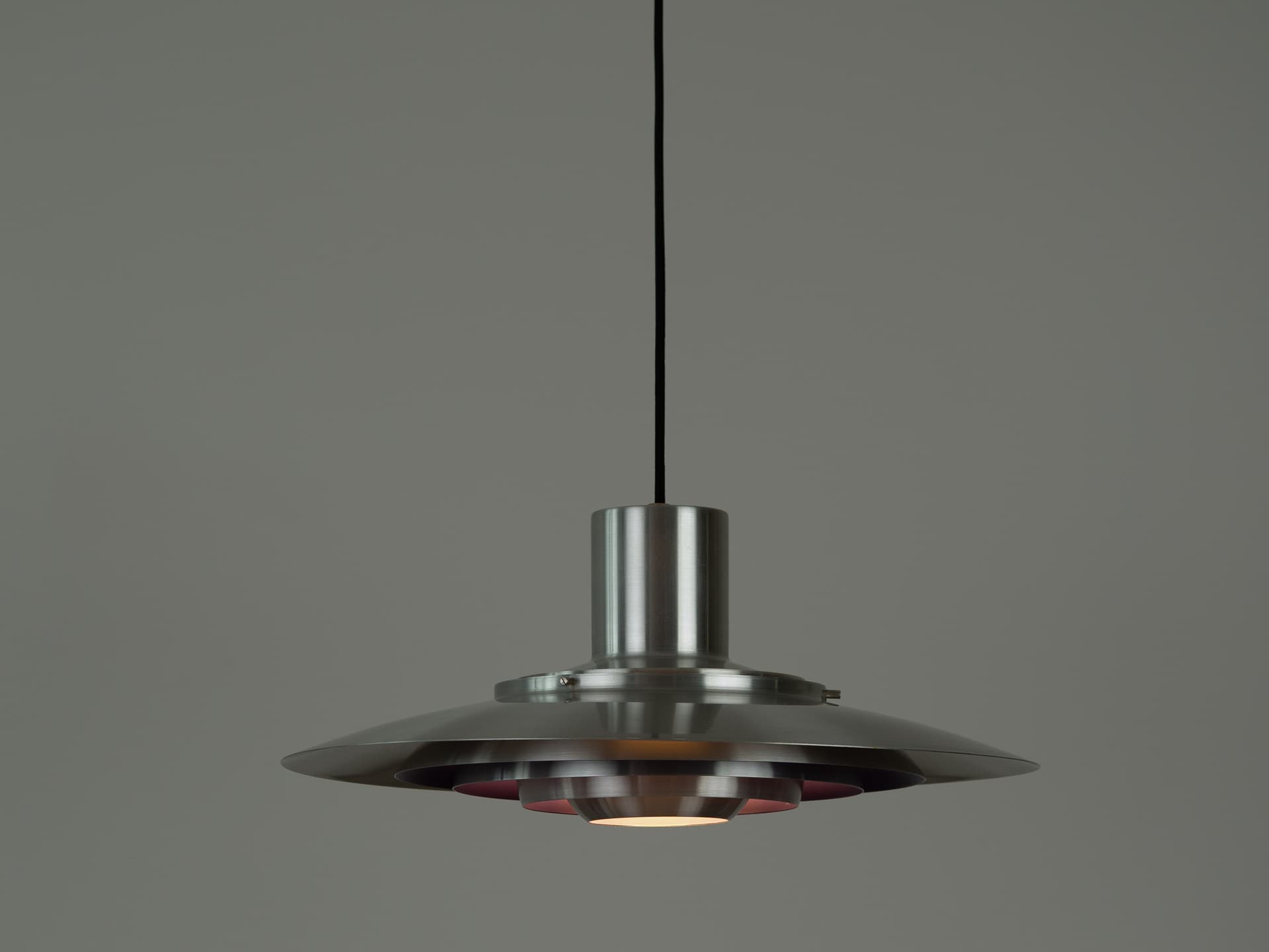 Lampa wisząca P376, aluminium srebrny, mosiądz złoty, proj. P. Fabricius, J. Kastholm, Nordisk Solar, Dania, lata 60. - 354706
