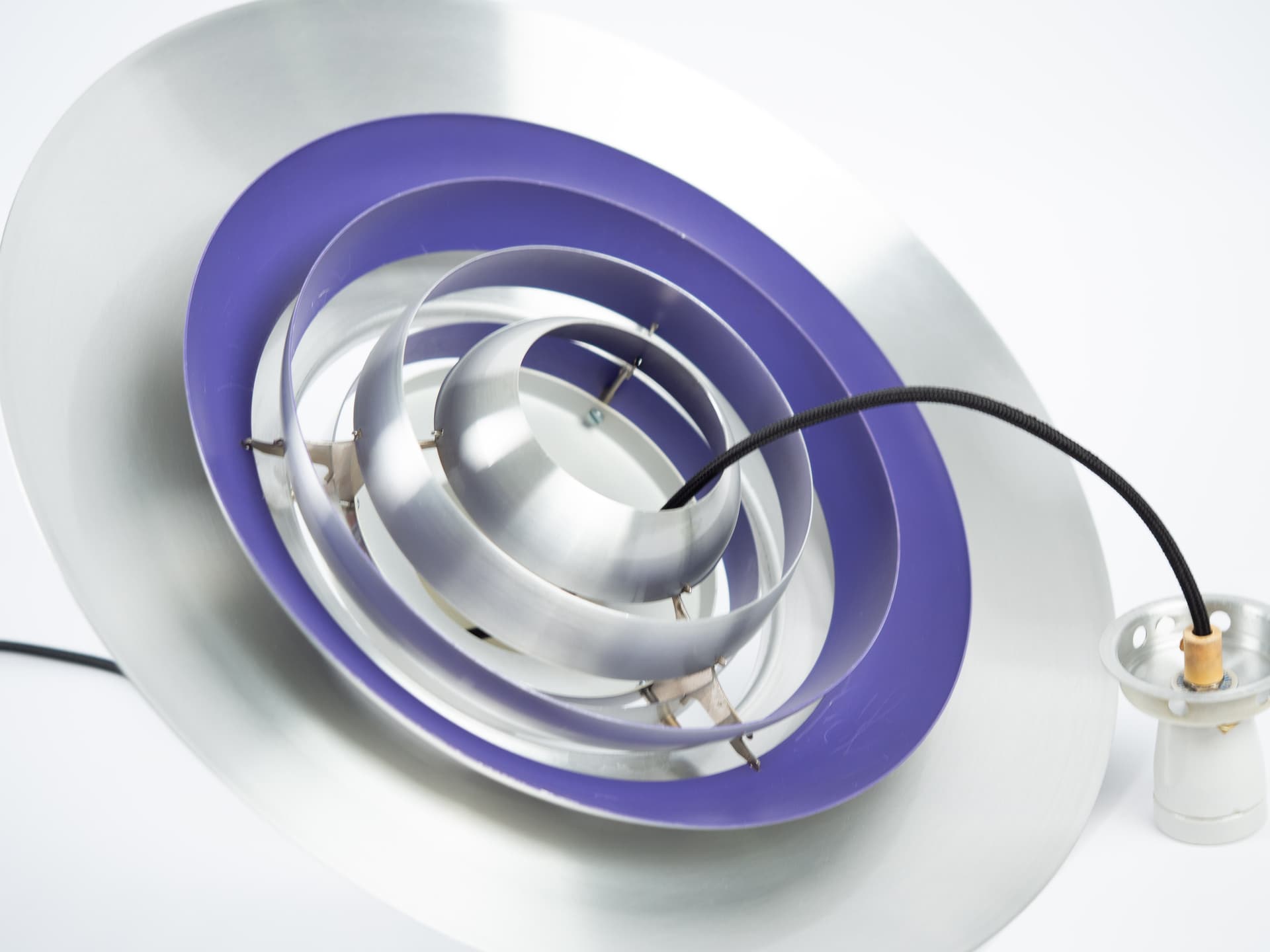 Lampa wisząca P376, aluminium srebrny, mosiądz złoty, proj. P. Fabricius, J. Kastholm, Nordisk Solar, Dania, lata 60. - 354714