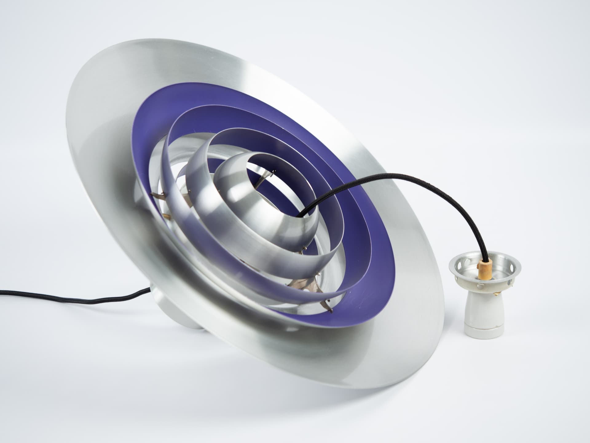 Lampa wisząca P376, aluminium srebrny, mosiądz złoty, proj. P. Fabricius, J. Kastholm, Nordisk Solar, Dania, lata 60. - 354713