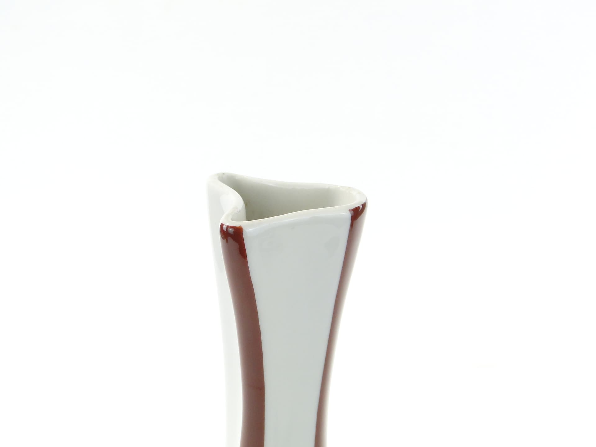Wazon New Look, brązowo-czerwony, porcelana biała, Ćmielów, Polska, lata 50. - 354760