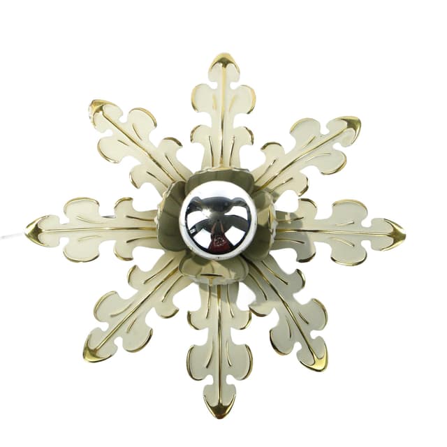 Ceiling Lamp Floral Rosette, off-white enamel, gilt brass, Germany, 1970s - DIMENSION