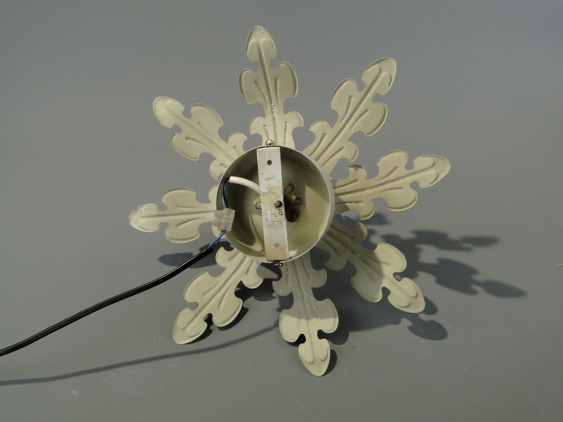 Ceiling Lamp Floral Rosette, off-white enamel, gilt brass, Germany, 1970s - 354771