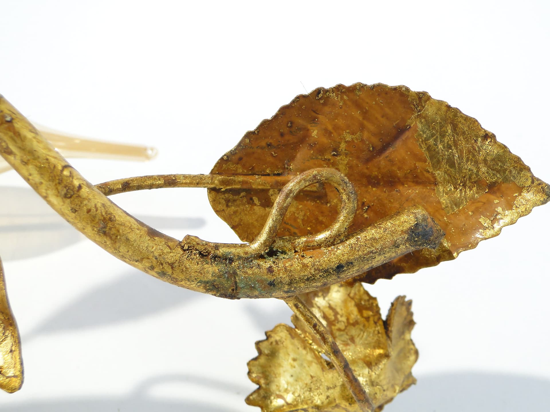 Para kinkietów florystycznych, złoty, metal, Włochy, lata 50. - 354835