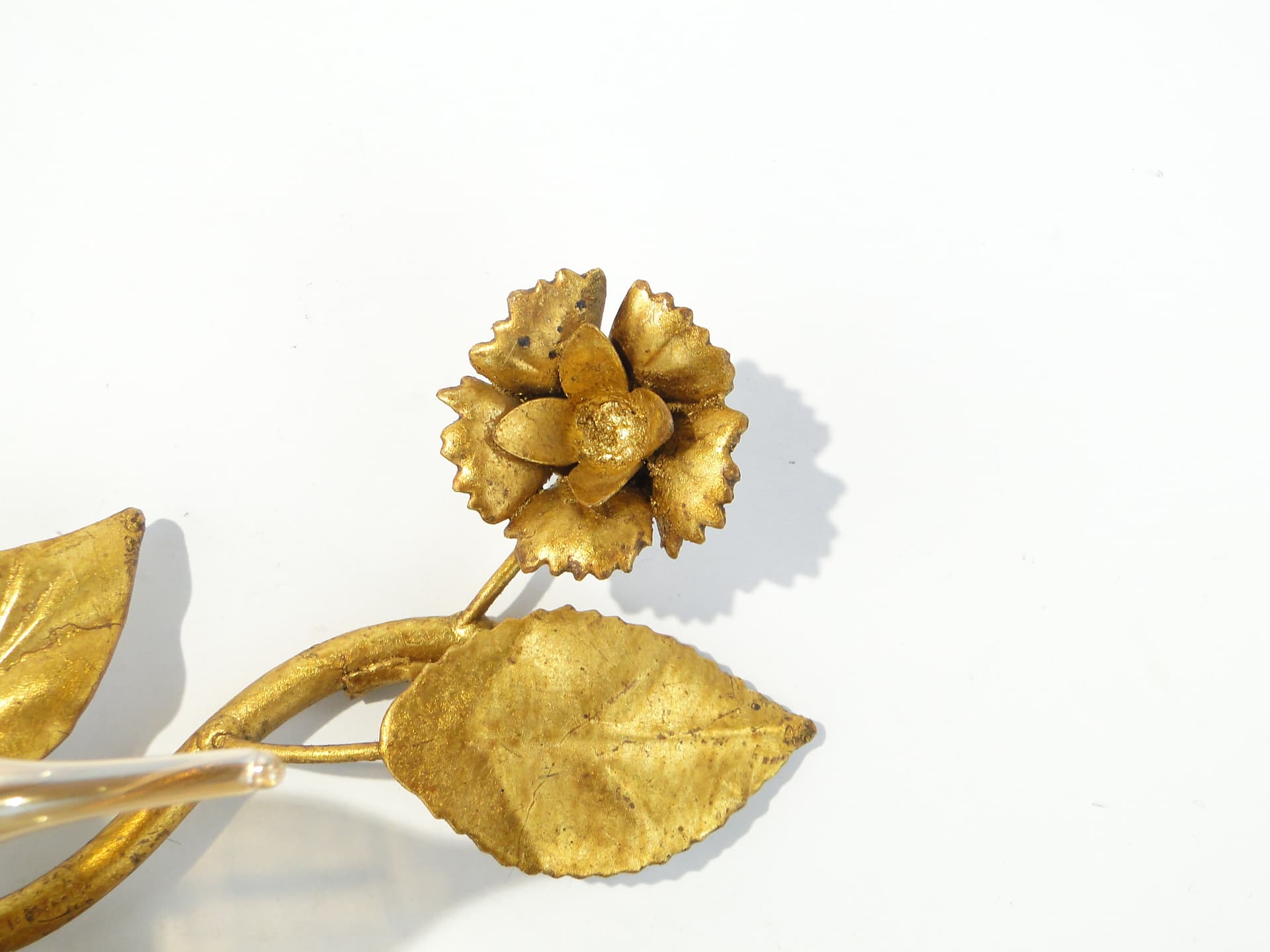 Para kinkietów florystycznych, złoty, metal, Włochy, lata 50. - 354833