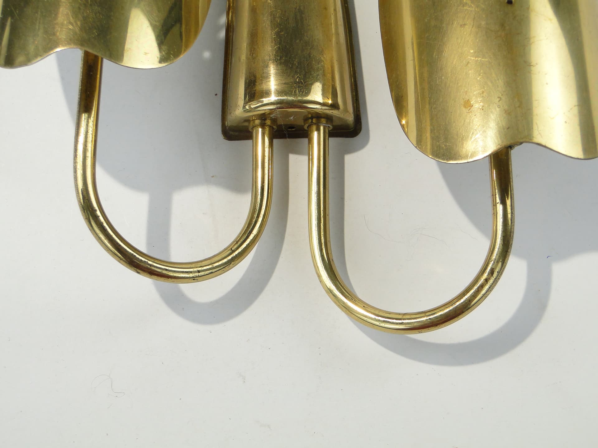 Two-arm wall sconce, gold, brass, Belgium, 1950s - 354855