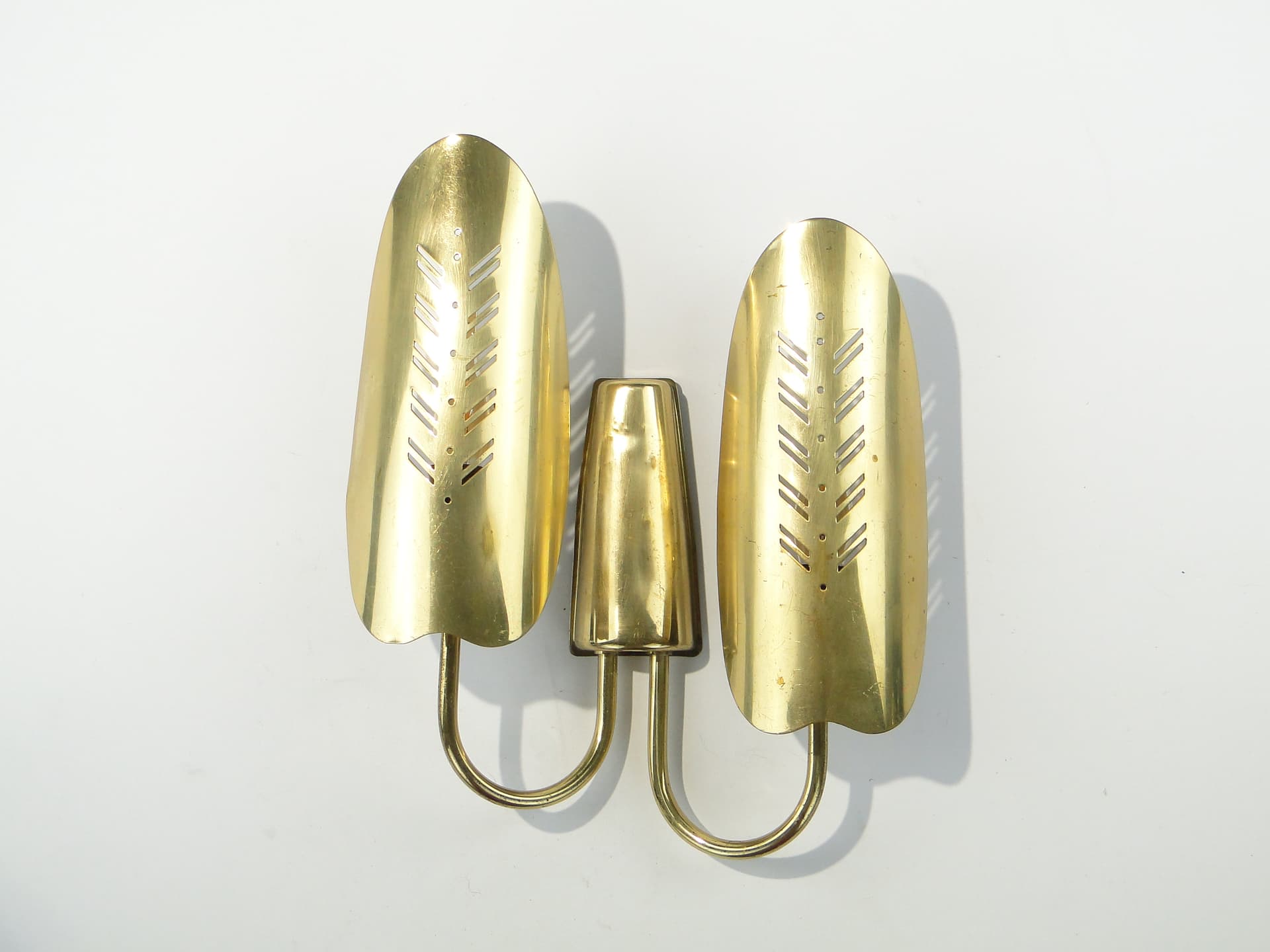 Two-arm wall sconce, gold, brass, Belgium, 1950s - 354853