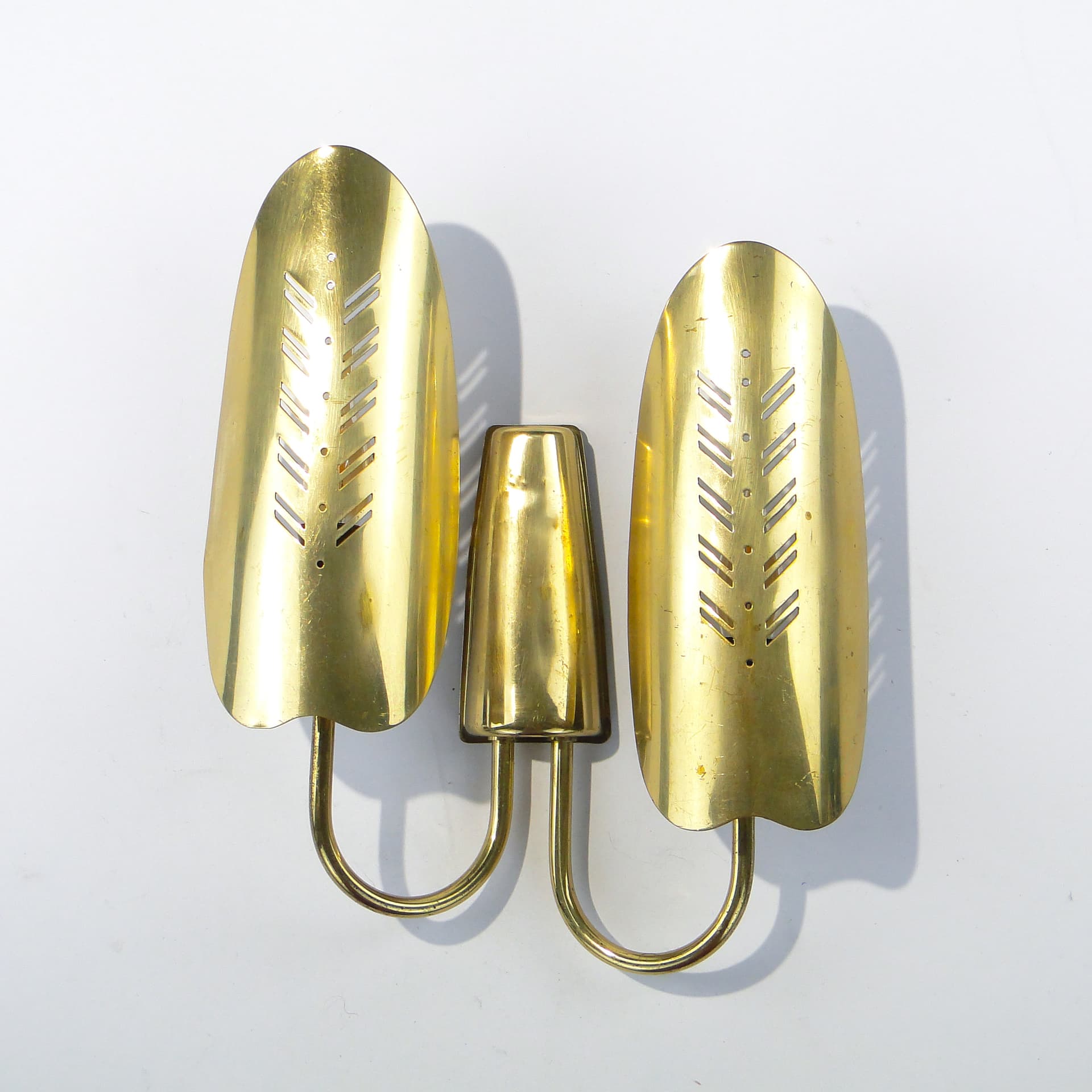 Two-arm wall sconce, gold, brass, Belgium, 1950s - 354849