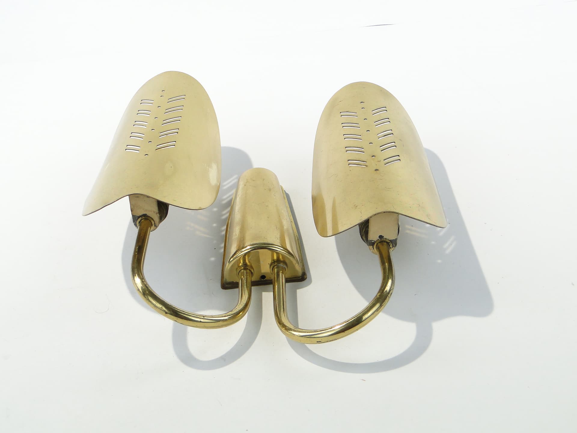 Two-arm wall sconce, gold, brass, Belgium, 1950s - 354862
