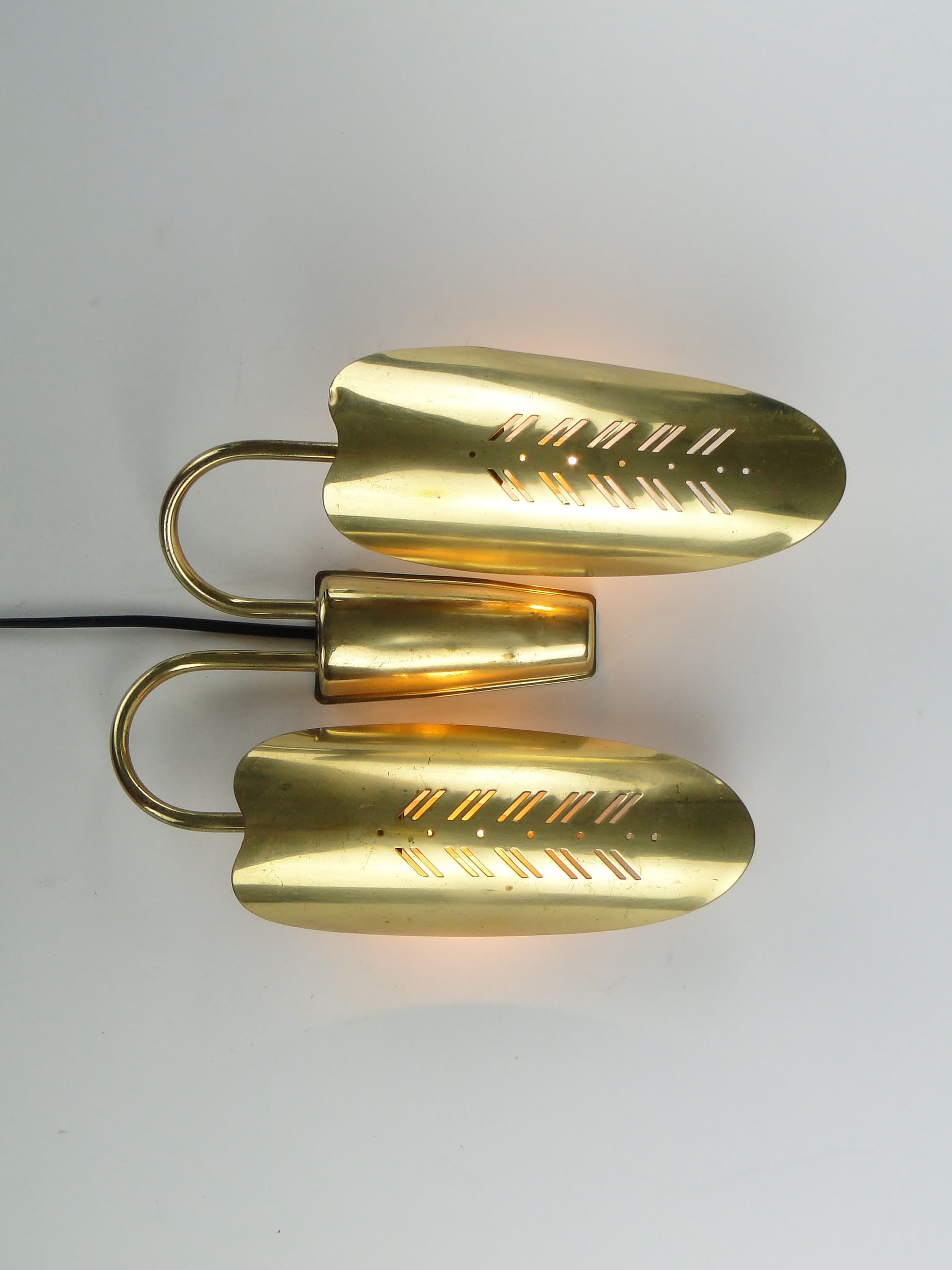 Two-arm wall sconce, gold, brass, Belgium, 1950s - 354858