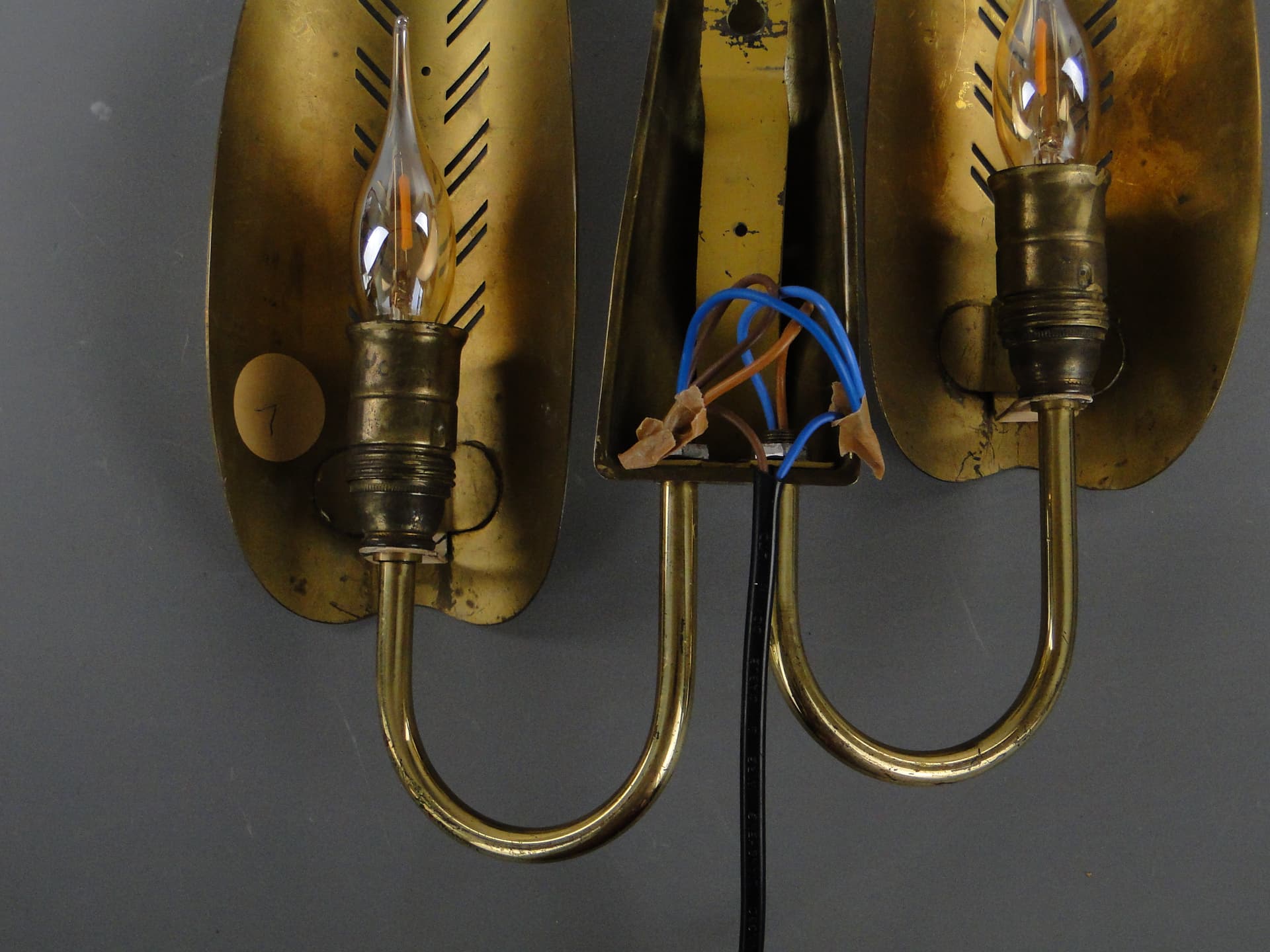 Two-arm wall sconce, gold, brass, Belgium, 1950s - 354860