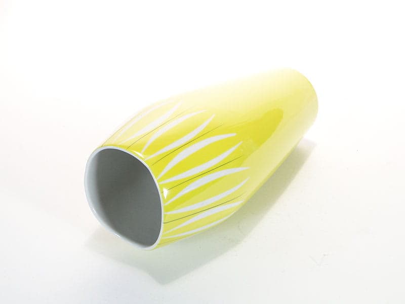 Wazon, żółty biały, porcelana, Zakłady Porcelany Stołowej Karolina, Polska, lata 60. - 354866