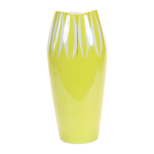Wazon, żółty biały, porcelana, Zakłady Porcelany Stołowej Karolina, Polska, lata 60. - WYMIARY