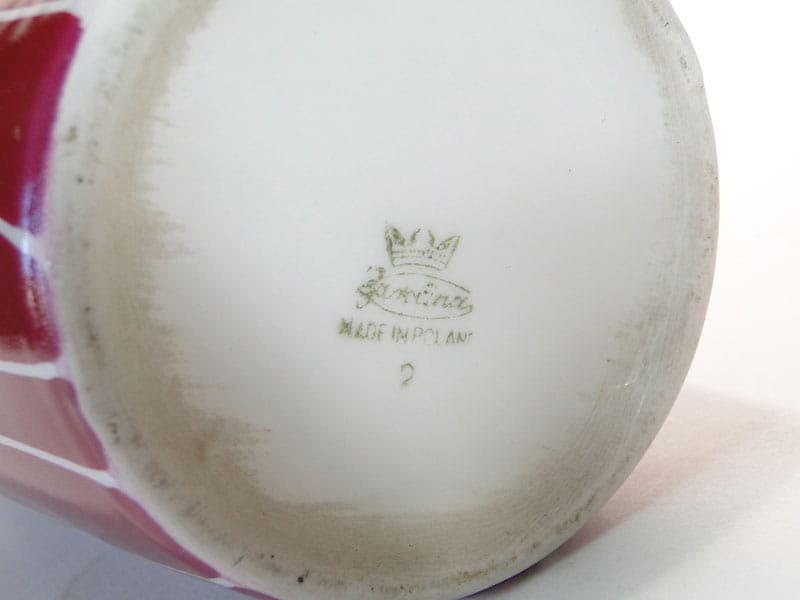 Wazon, Karolina, porcelana czerwona biała, Polska, lata 70. - 354874