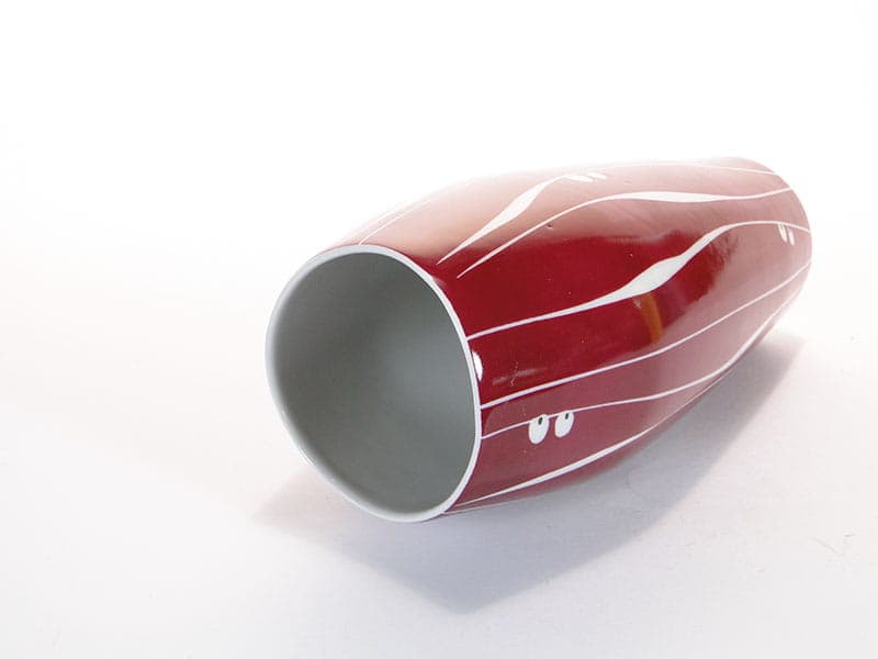 Wazon, Karolina, porcelana czerwona biała, Polska, lata 70. - 354871