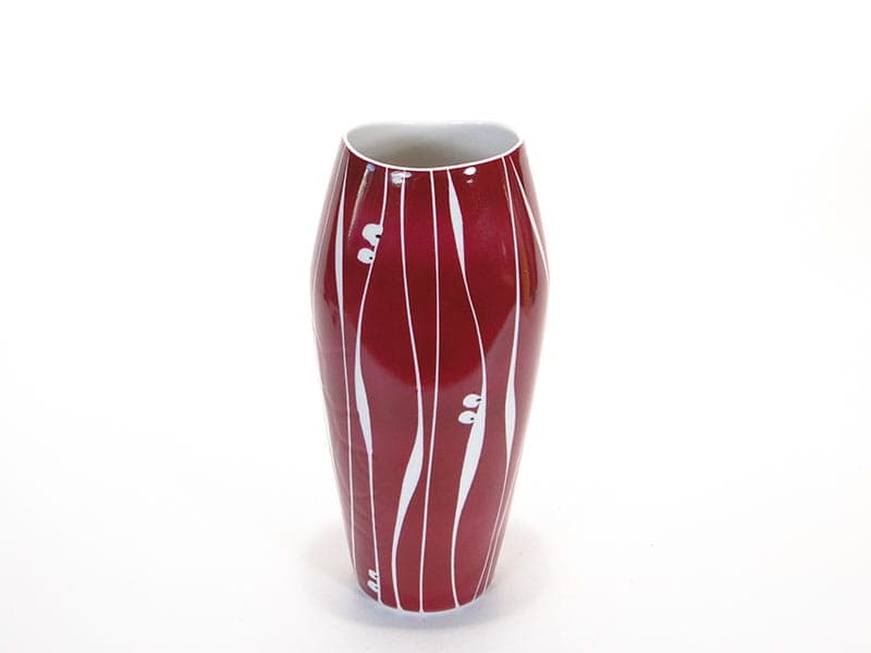 Wazon, Karolina, porcelana czerwona biała, Polska, lata 70. - 354869