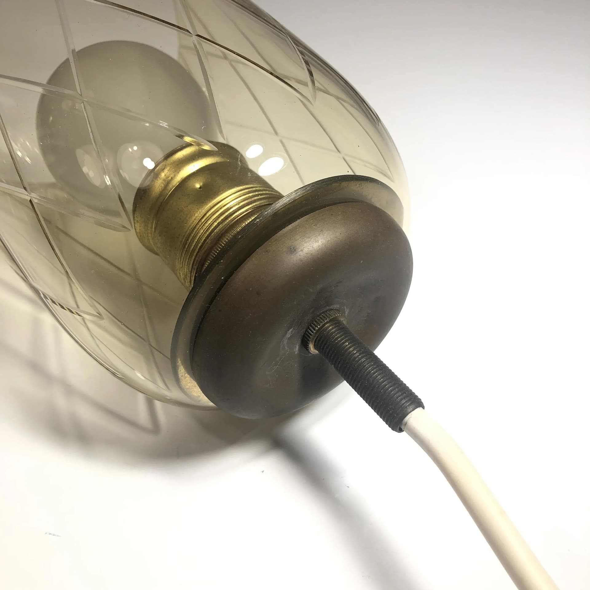 Pendant lamp, brass, glass, Germany, 1960s - 26188